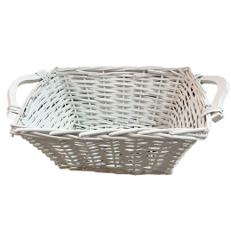 White willow basket with wooden handles