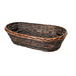 <p>Long oval willow & chipwood basket 22