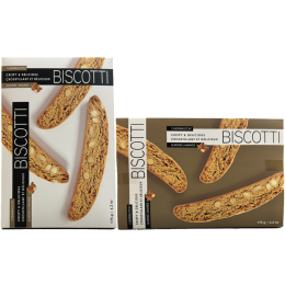 Cherrington almond Biscotti box 175 gr., 12/cs
Contains: 6 individually wrapped almond biscotti - DUAL DISPLAY BOX