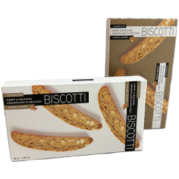 Cherrington almond Biscotti box 80 gr., 12/cs
Contains: 3 individually wrapped almond biscotti - DUAL DISPLAY BOX