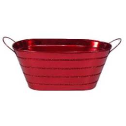 Metal container (shiney red) w/handles