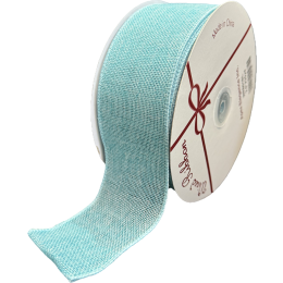 <p>Blue wired burlap ribbon 25 yard/roll - 2.5