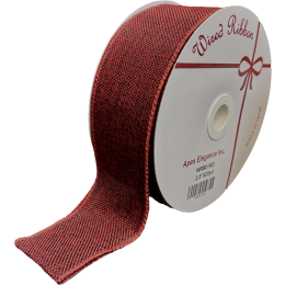 <p>Wired burlap ribbon dark red 25 yard/roll - 2.5