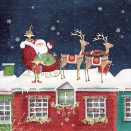 <p>Lunch Napkins - Santa on the Roof 6.5