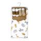 Fleece & Sherpa Blanket with 2 pairs of Socks: Tan Zoo
Set Includes: Blanket and 2 pairs of socks 
Blanket: 30" X 36"
100% Polyester
