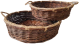 Set of 2 Round willow baskets with rope rim & handles S: 17"Dx5"H, L: 21"Dx6"H