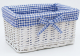 White willow basket with a matching blue & white fabric liner