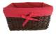 Rectangular willow basket with red fabric liner 15"x10"x7"H