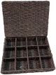 Brown Seagrass 12-compartment basket with a lid 14"x10.5"x3"H