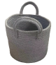 CBW452GR10 - Round grey cotton basket with handles