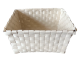Rectangular Cream belt-weave basket 9.2"x8"x4.75"H