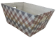 Medium  Rectangular pastel checkered fabric basket with fabric liner 13"x10"x6"H