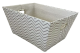 Rectangular Ivory fabric basket with chevron style pattern and matching fabric liner 13"x10"x6"H