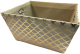 Large Rectangular ivory fabric basket with gold pattern & matching fabric liner 16"x13"x8"H