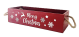 Red long Christmas crate with Jute handles - Merry Christmas 16"