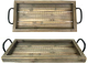 Brown wood tray with iron handles 20"x9"x2.5"H