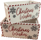 Set of 2 Christmas Wishes white crates Large: 12"x7"x6"H Small: 10"x6"x6"H