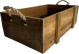 Rectangular rustic look wood container with jute handles 20"x12"x6"H