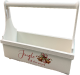 Small White wood "Jingle all the way" tool box style crate S: 14"x6"x12"H