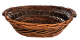 Large oval willow basket with a braided chipwood band, and wooden handles 22"x16"x5"H