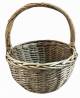 Medium piece in Set of 3 Grey willow round baskets with handles