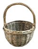 Smallest piece in Set of 3 Grey willow round baskets with handle