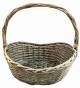 Largest pc in a Set of 3 Grey willow oval baskets with front dip & handle