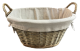 Oval Grey willow tapered rectangular basket with canvas liner
16"x12"Hx8"x10"OH
