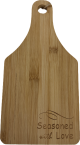 Bamboo cutting board with "Seasoned with Love" engraved