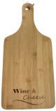 Bamboo cutting board with "Wine & Cheese" engraved 5.5"x0.4"x14"