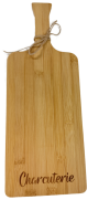 Wine bottle shaped bamboo cutting board with "Charcuterie" engraved 6"x0.4"x16"
