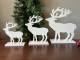 Set of 3 White wood Reindeer on a stand
S:5.8"x2"x6.4"H
M:6"x2"x6.75"H
L:7.5"x2.5"x9"H