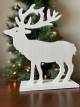 White wood Reindeer on a stand 10.2"x3"x11"H