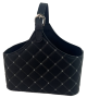 Black faux leather baskets with top strap handle 14.5"x7"x13"H