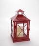 Red iron and glass lantern 6"x6"x11