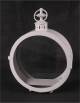 CL121R14W - White round metal & glass lantern 11.25”x4”x16”H