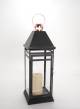 Black metal & glass lantern 7.2"x7.2"x21"H 
Candle Excluded