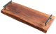 Acacia wood live edge serving board with iron handles 20"x8"x2.8"H
