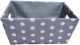 Small Rectangular Grey with white Polka Dots basket with matching fabric liner 11"x8"x5"H