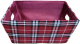 Small rectangular plaid basket with matching fabric liner 11"x8"x5"H