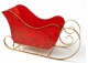 Metal red sleigh with gold swirls & snowflakes 14"x6"x8"H