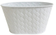 Oval Small white metal container in weave design 9"x6"x5"H