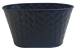 Oval Small black metal container in weave design 9"x6"x5"H