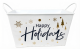 Rectangular Small metal container with Happy Holidays 9.5"x6"x5"H