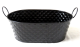CTL509VBK12 - Black Oval Metal container with folding handle