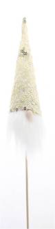 FIG413STK/ Gnome on a stake with a gold sequins hat 2"x5"x13