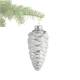 Frosted pine cone ornament with silver glitter 6.5"
