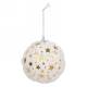 Ivory faux fur ornament with golden stars 4"D