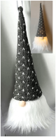 ORN302LGRY - LED Hanging gnome ornament - Grey approx 3"x8"H