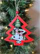 Wood Tree with Snowman Ornament  5"x5"H